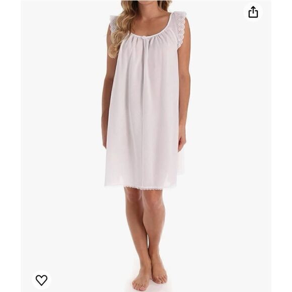 NWT Amanda Rich Short Sleeve with Lace Trim Cotton Gown AR 106-80 - Picture 2 of 13